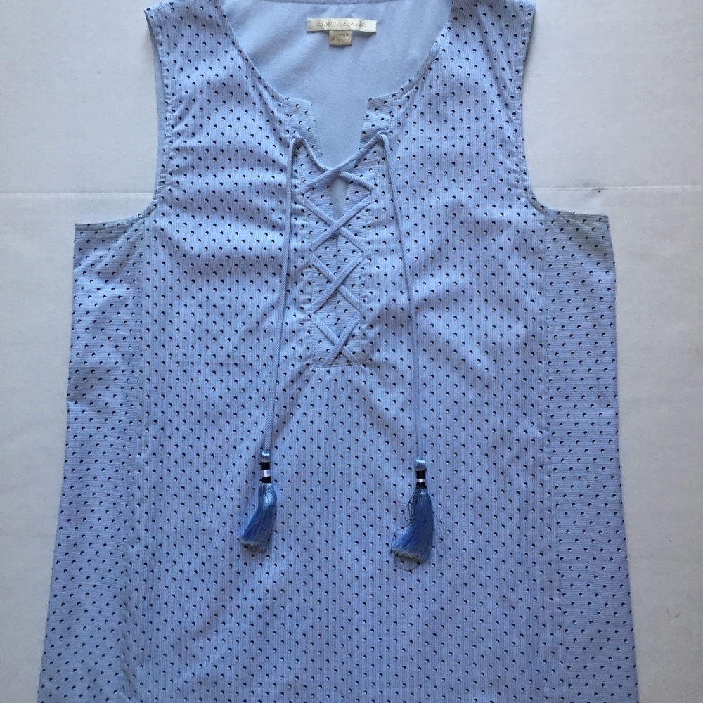 Cooper & Ella Light Blue Dress Lace/Tassels Size M